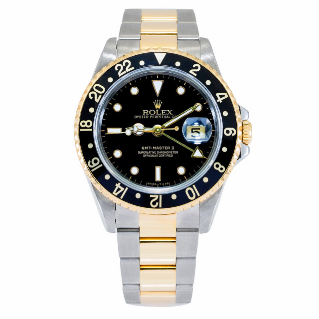 Pre-Owned Rolex GMT-Master II 16713 Stainless Steel, 18kt Yellow Gold & Stainless Steel 40 mm Luminous Dots & Index On Gold